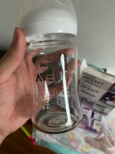 飞利浦新安怡 奶瓶 玻璃奶瓶 婴儿仿母乳硅橡胶奶嘴宽口径进口4oz 120ml+240ml套装SCD291/04 晒单图