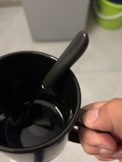 无泥（WUNI） 欧式磨砂黑色哑光马克杯带勺盖高档大容量陶瓷水杯子创意咖啡杯 黑色哑光马克杯（单杯） 晒单图