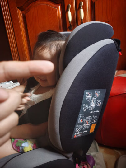 贝蒂乐儿童汽车安全座椅 加强防护婴儿座椅 9个月-12岁 可配ISOFIX 豪华灰一步安装ISOFIX硬接口 晒单图