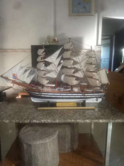 Snnei仿真实木帆船模型摆件 创意一帆风顺手工艺船 开业礼品乔迁礼物 《韦斯普奇号》90CM 晒单图