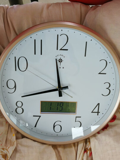 北极星（POLARIS）挂钟客厅钟表万年历现代石英钟时尚日历时钟创意挂表金色33cm 晒单图
