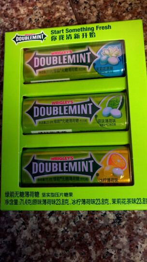 绿箭（DOUBLEMINT）无糖薄荷糖 混合口味（薄荷+冰柠+茉莉花茶 约35粒23.8g*3金属定制装 ）休闲零食 晒单图
