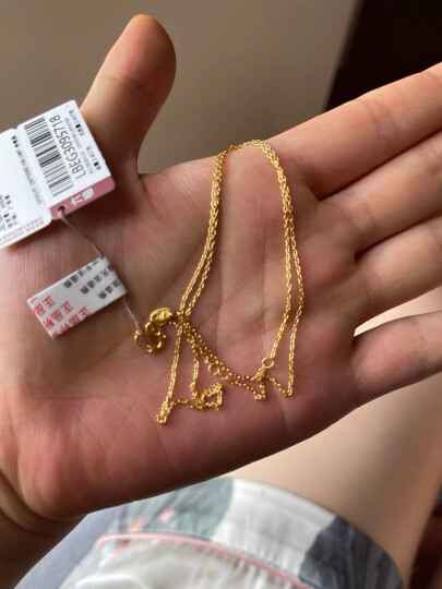 六福珠宝 18K金黄色细水波纹链彩金项链女款素链 定价 L18TBKN0022Y 43cm-总重0.97克 晒单图