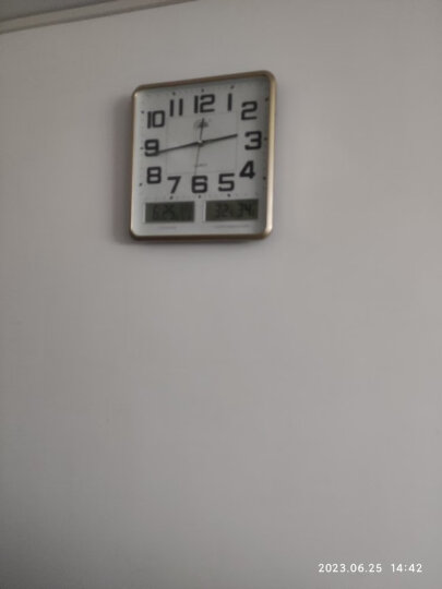 康巴丝（Compas）挂钟客厅 万年历温湿度时钟 简约日历石英钟表挂墙C2983Y夜光黑白 晒单图