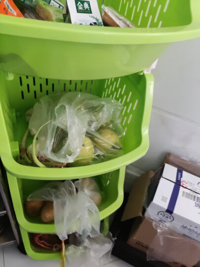 百露 塑料蔬菜水果厨房置物架收纳筐落地多层储物用品用具放菜篮架子收纳架 大号白色四层 晒单图