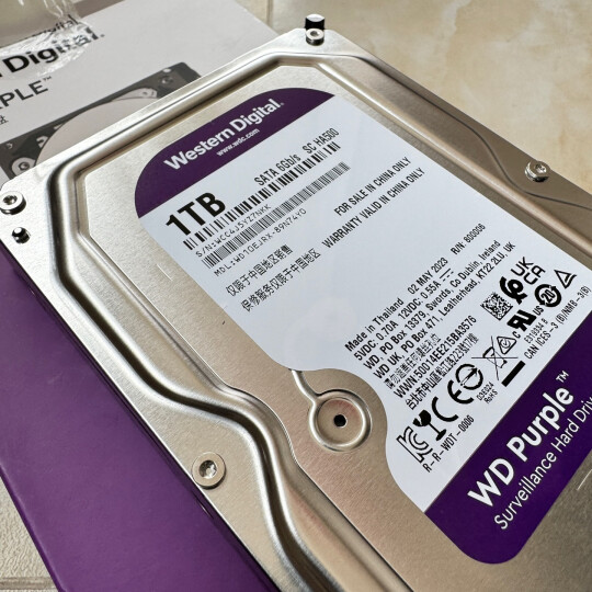 西部数据 监控级硬盘 WD Purple 西数紫盘 1TB CMR垂直 64MB SATA (WD10EJRX) 晒单图