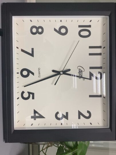 康巴丝（Compas）挂钟客厅钟表 方形简约时钟居家办公挂表电子石英钟C25241磨砂黑 晒单图