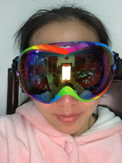 VOLOCOVER 艾仑凯沃专业滑雪眼镜 双层镜片防雾防紫外线男女防护目镜大球面可卡近视眼镜滑雪镜 黑色框蓝彩片 晒单图
