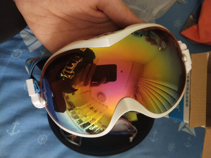 VOLOCOVER 艾仑凯沃专业滑雪眼镜 双层镜片防雾防紫外线男女防护目镜大球面可卡近视眼镜滑雪镜 橘色条纹框橘色片 晒单图
