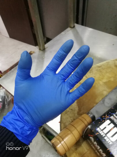 爱马斯 一次性丁腈手套 深蓝色耐用型 100只/盒防水耐污 中号 晒单图