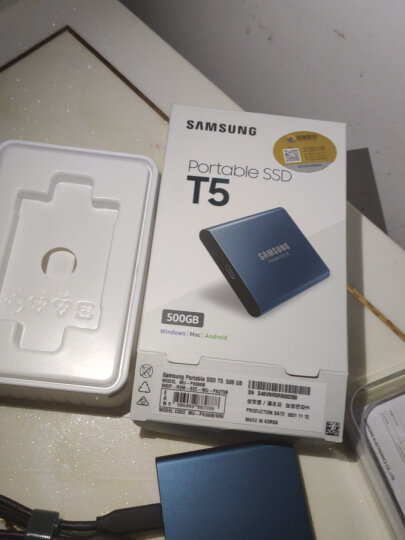 三星（SAMSUNG） 500GB Type-c USB 3.1 移动固态硬盘（PSSD） T5 蓝色 传输速度540MB/s 安全便携 晒单图