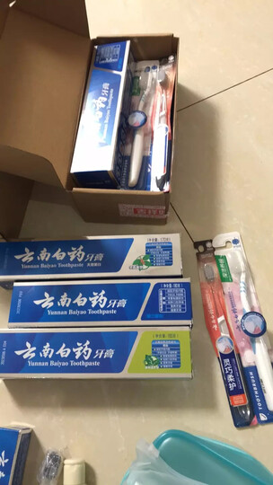 云南白药 环保牙膏4支装 益生菌 (晨露100g×2+益优冰柠105g+益优薄荷105g+环保购物袋)新老包装随机发货 晒单图