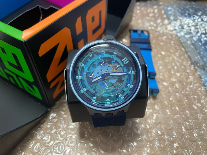 斯沃琪（Swatch）瑞士手表 原创系列  绅士蓝 双历 时尚运动男女石英表GN718 晒单图