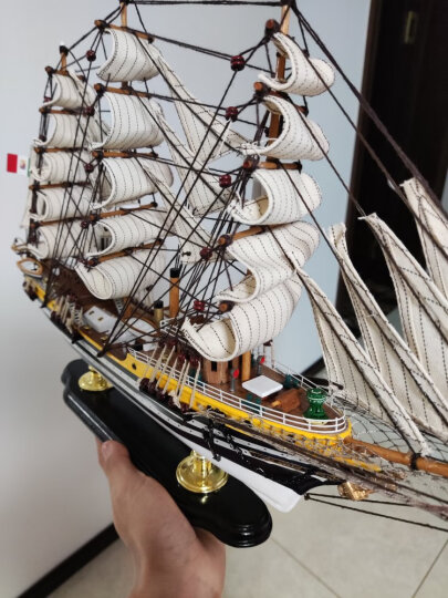 Snnei仿真实木帆船模型摆件 创意一帆风顺手工艺船 开业礼品乔迁礼物 《韦斯普奇号》110cm成品-大航海 晒单图