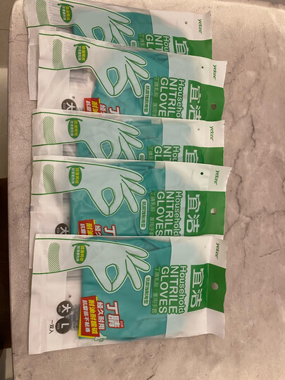 宜洁（yekee） 加厚耐磨乳胶洗碗手套女厨房耐用型丁腈橡胶防水家务清洁洗衣服 （颜色随机） 1双 中号 晒单图