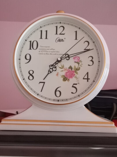 康巴丝（Compas）挂钟古典欧式座钟表复古客厅装饰台钟创意卧室床头时钟石英钟 3020数字象牙白 晒单图