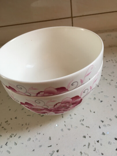万毅陶瓷餐具 陶瓷汤碗套装(6英寸)家用面碗中式餐具陶瓷护边碗(2只装) 欣欣向荣 晒单图