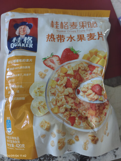 桂格（QUAKER）热带水果燕麦片420克 休闲零食 开袋即食 添加冻干芒果丁 晒单图