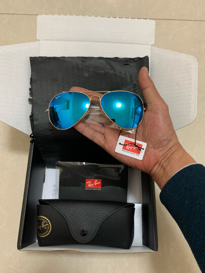 Ray-Ban 雷朋 意大利经典飞行员系列水银反光蓝色镜片镜面眼镜太阳镜 RB 3025 112/17 58mm 晒单图