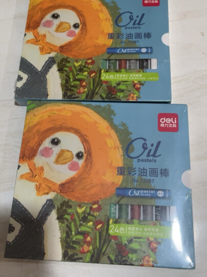 得力(deli)12色水溶性油画棒 画笔 丝滑蜡笔炫彩棒美术工具彩笔幼儿绘画礼物 筒装72054 五一出游六一儿童节 晒单图