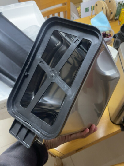 德斯顿（DESDENML）垃圾桶方形家用脚踩式带盖大号厨房卫生间客厅办公室大号桶双层 9L方圆垃圾桶-钨钢色 晒单图