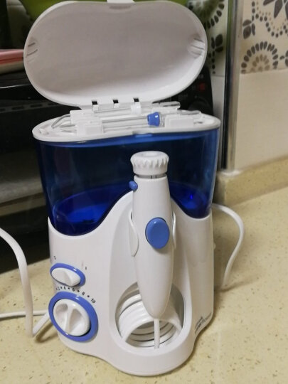 洁碧（Waterpik）冲牙器/水牙线/洗牙器/洁牙机 非电动牙刷 家用台式超效型蓝白款 WP-100EC 晒单图