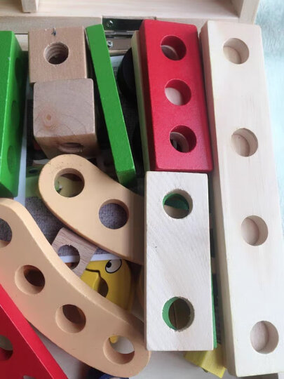 Hape玩具木拼装百变木匠工具盒套装42片多种diy手工造型3-6-8岁小男孩早教玩具六一儿童节礼物 晒单图
