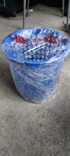 齐心（COMIX）直径25.5cm耐用经济型圆纸篓/清洁桶/垃圾桶 蓝色 办公文具 L202 晒单图