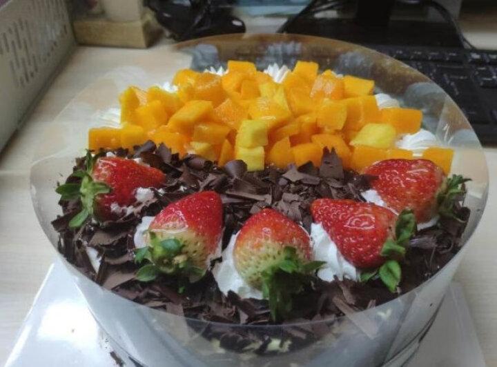 芙瑞多 生日蛋糕当日送达新鲜水果巧克力双层祝寿订做网红蛋糕当天送到 心形玫瑰花蛋糕 10寸 晒单图