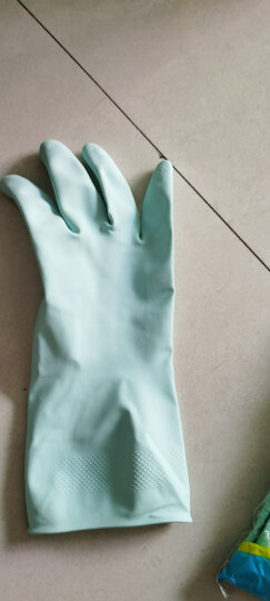 妙洁 加长保暖乳胶手套 均码*1双 长袖厚绒 家务厨房洗碗 防水防滑 晒单图