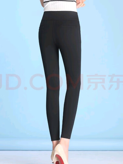 魔之韵弹力紧身小脚打底裤子外穿女士休闲大码胖mm显瘦薄款/加绒裤8181 蓝色【长裤春夏薄款】 XL (118-128斤左右) 晒单图