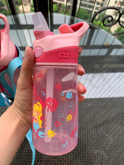 美国contigo康迪克儿童塑料吸管水杯便携运动水杯450ML小美人鱼HBC-STR078 晒单图