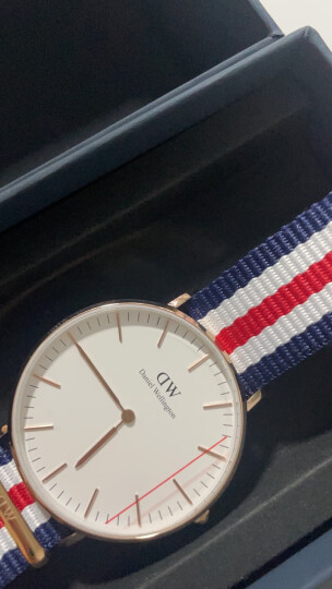 丹尼尔惠灵顿（Daniel Wellington）DW情侣对表金边红白蓝三色尼龙男表+金边红白蓝三色尼龙女表（2支装） 晒单图