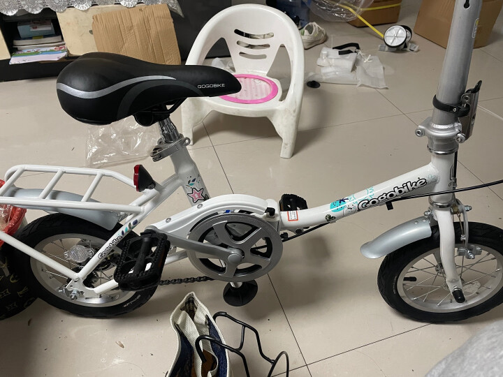 GOGOBIKE构构12寸迷你便携单速学生男女式通用可放后备箱小型折叠自行车 白色 晒单图