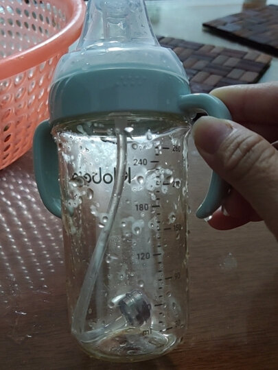 可拉贝拉儿童吸管杯喝奶专用1-2-3-岁以上大宝宝ppsu婴儿奶瓶大童耐摔水杯 绿色大口奶瓶 280ml 6月+ 喝奶专用 晒单图