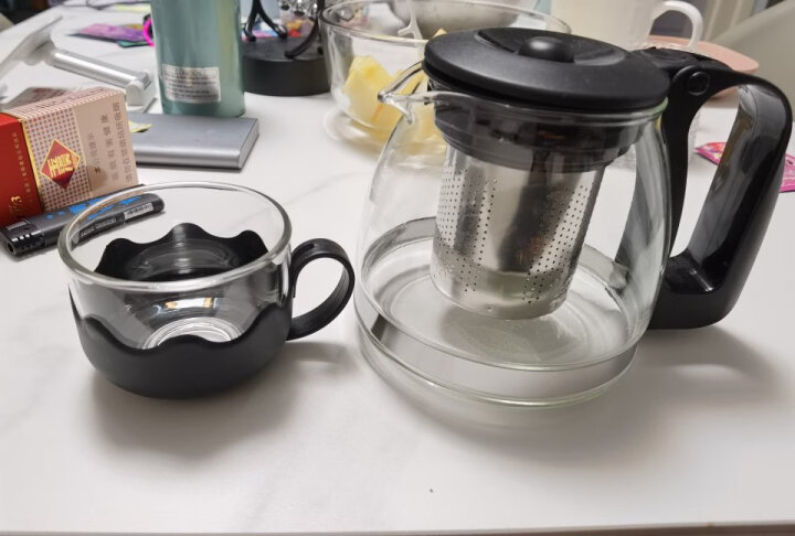 紫丁香茶具整套玻璃茶杯茶壶套装家用办公茶水分离壶泡茶壶礼盒功夫茶具 晒单图