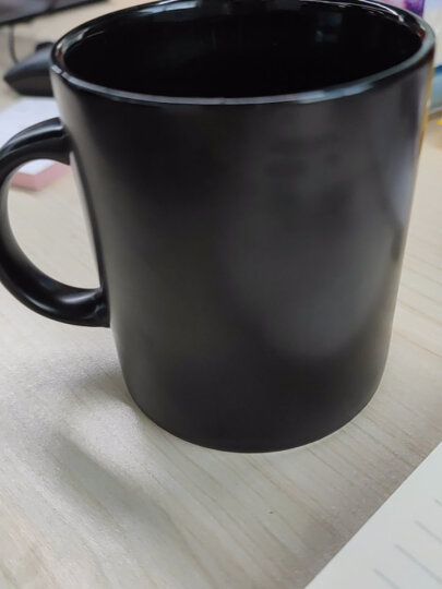 无泥（WUNI） 欧式磨砂黑色哑光马克杯带勺高档大容量陶瓷水杯子 创意简约咖啡厅咖啡杯配木盖 黑色哑光马克杯带勺(配木盖) 晒单图