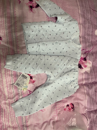 童泰婴儿衣服新生儿宝宝加厚保暖内衣套装秋冬装3个月-3岁 蓝色对开 100码(2-3岁) 晒单图