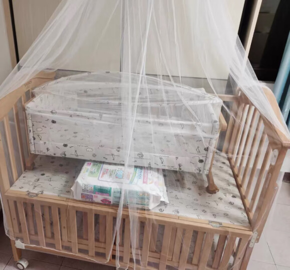 Saoors婴儿床实木宝宝床多功能榉木床可移动新生儿童 单床（送摇篮+蚊帐） 晒单图