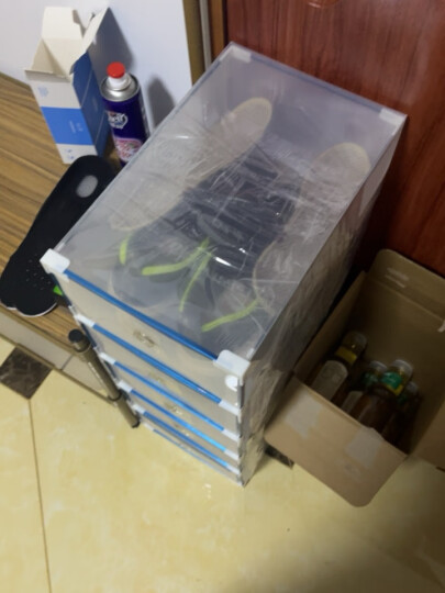 晨安透明鞋盒防尘收纳盒可叠加组合鞋柜抽屉式家居桌面收纳长靴短靴子 抽屉式加厚(6个)白46码34x22cm 晒单图