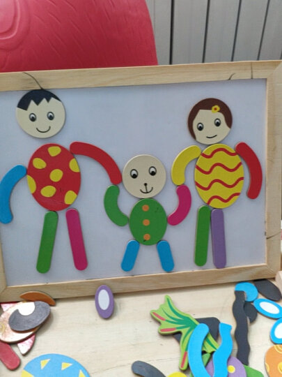 可爱布丁 儿童玩具拼图双面磁性画板宝宝3-4-6岁男女孩子奇妙画板（含磁性贴+画笔）早教玩具创意学生日礼物 晒单图