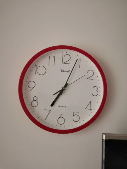 天王星（Telesonic）挂钟 客厅创意钟表现代简约安静钟时尚个性3D立体时钟卧室石英钟圆形挂表S9651-3红色 晒单图