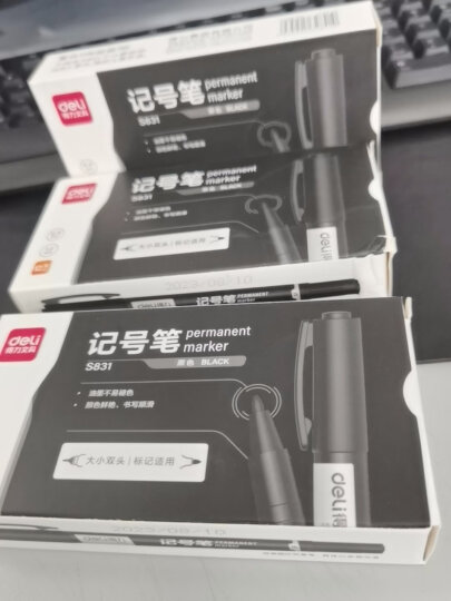 得力(deli)50支物流记号笔 油性大头笔 黑色 办公用品 33668 晒单图