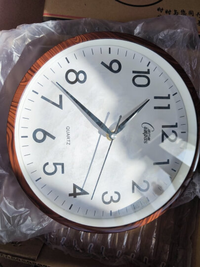 康巴丝（COMPAS）挂钟 创意简约钟表客厅石英钟表挂墙时钟 c2855 咖木色 晒单图