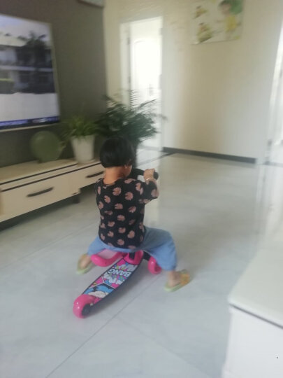 好孩子（gb）儿童滑板车可坐宝宝滑滑车二合一可折叠玩具踏板车婴儿3-6岁静音 蓝[可坐滑+可折叠+发光轮+静音] 晒单图