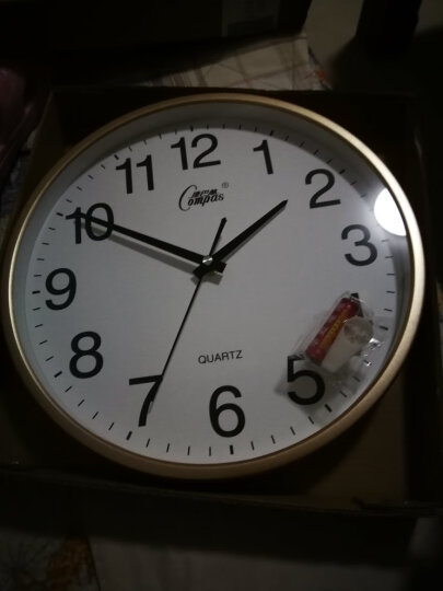 康巴丝（Compas）挂钟时尚卧室客厅办公时钟日历挂表简约创意石英钟表 2941金色直径30cm 晒单图