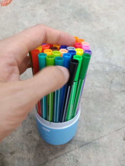 得力（deli）六角细杆水彩笔 儿童可水洗创作画笔 学生绘画彩虹筒 36色/筒 蓝7068 晒单图