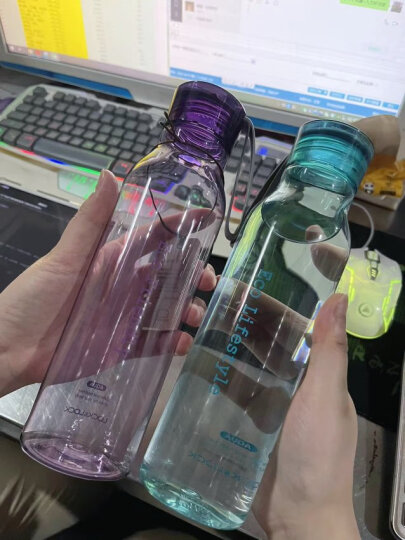 乐扣乐扣（LOCK&LOCK）夏季运动水壶塑料水杯杯子便携式学生杯HLC644VOL紫色550ML 晒单图