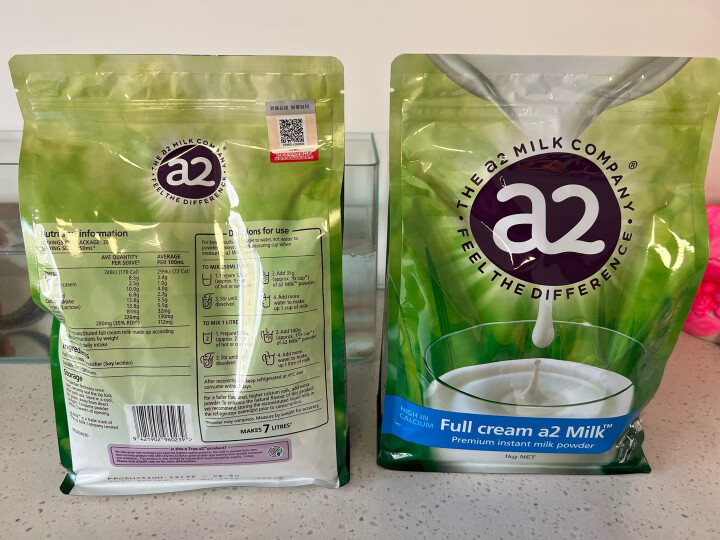 a2高钙成人奶粉全脂 1kg/袋 中老年学生速溶 新西兰进口 年货无蔗糖 晒单图