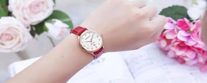 罗西尼(ROSSINI) 手表 CHIC系列时尚石英女士手表日历防水白盘红色皮带516734G01C 晒单图